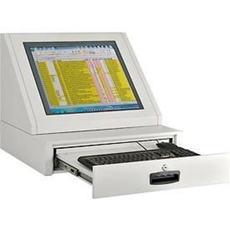 GLOBAL EQUIPMENT LCD Console Counter Top Security Computer Cabinet, Light Gray 273114GY